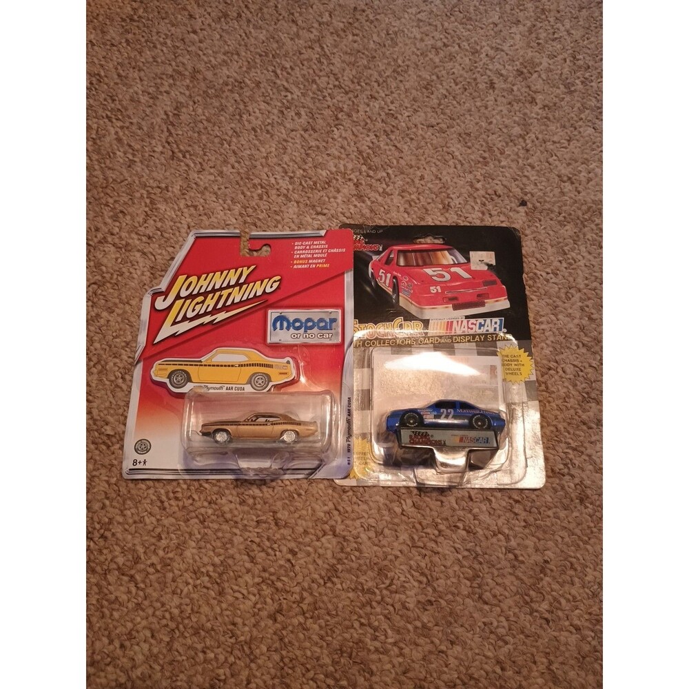 Set Of 2 Small Diecast Racing NASCAR Cuda Stock Car
